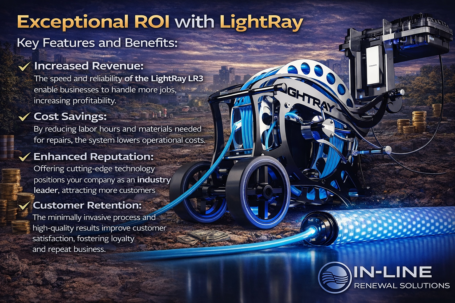 LightRay trenchless curing system features, benefits, and contractor support solutions