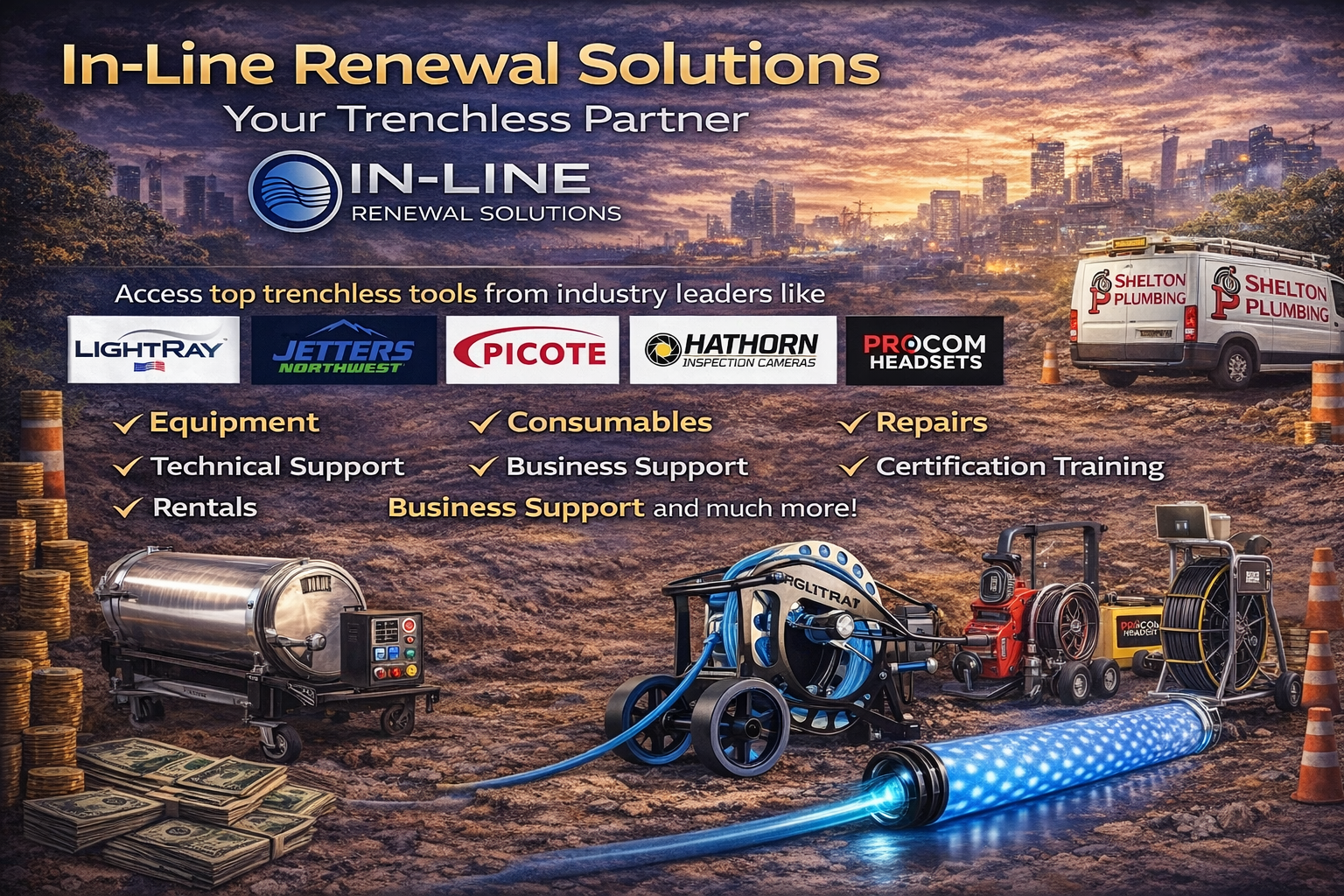 In-Line Renewal Solutions trenchless tools, equipment, training, and contractor support systems