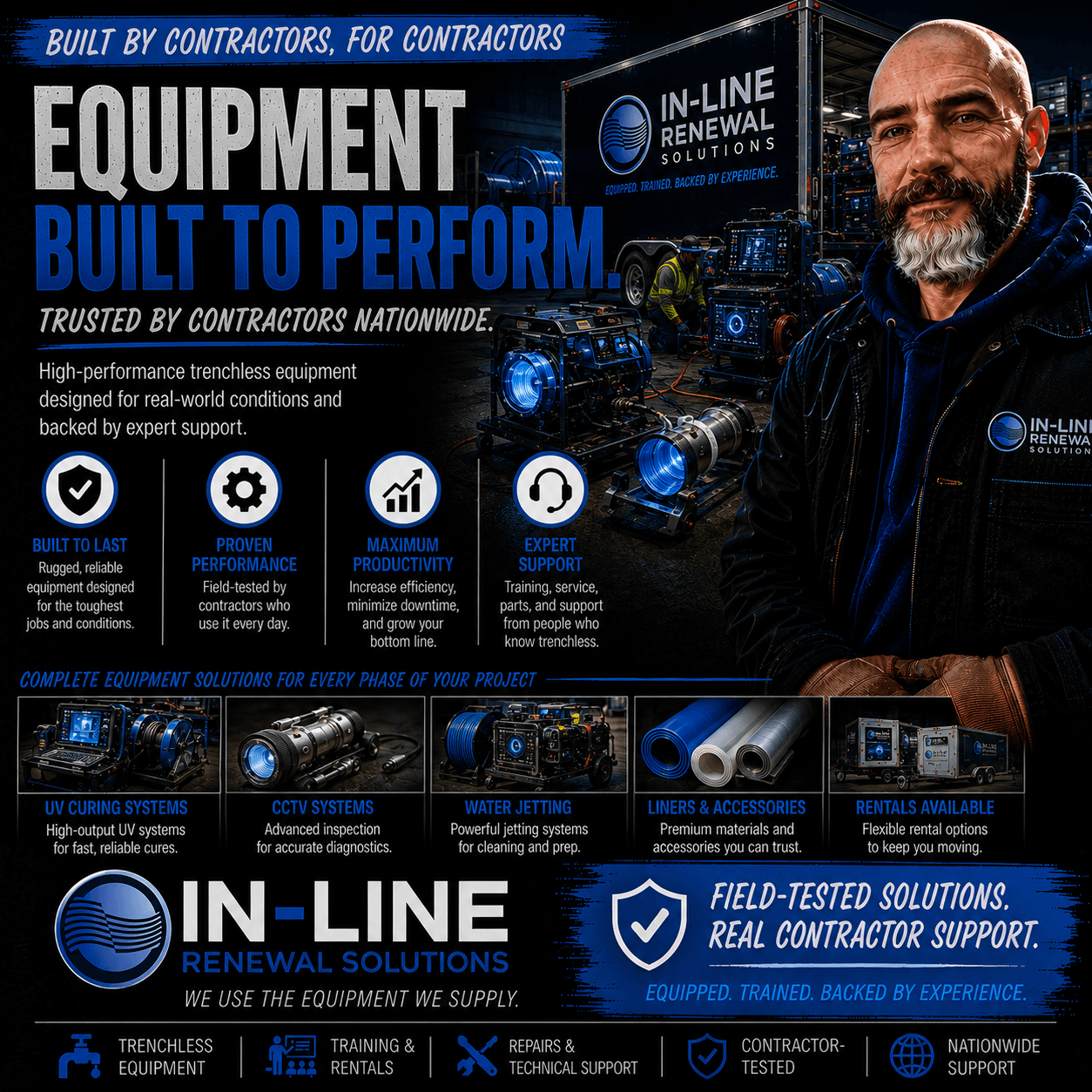 In-Line Renewal Solutions trenchless equipment and contractor support