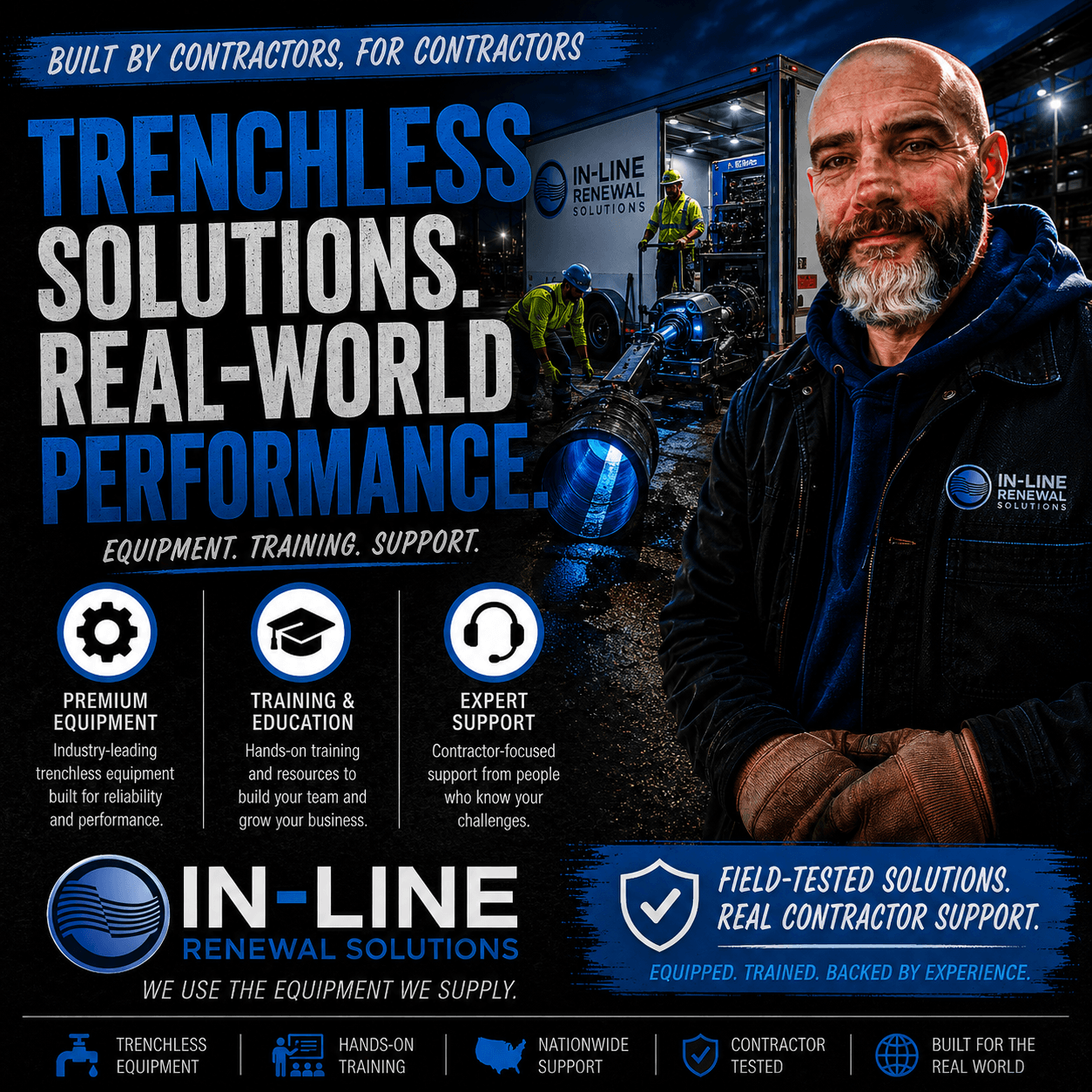 In-Line Renewal Solutions contractor trenchless equipment support