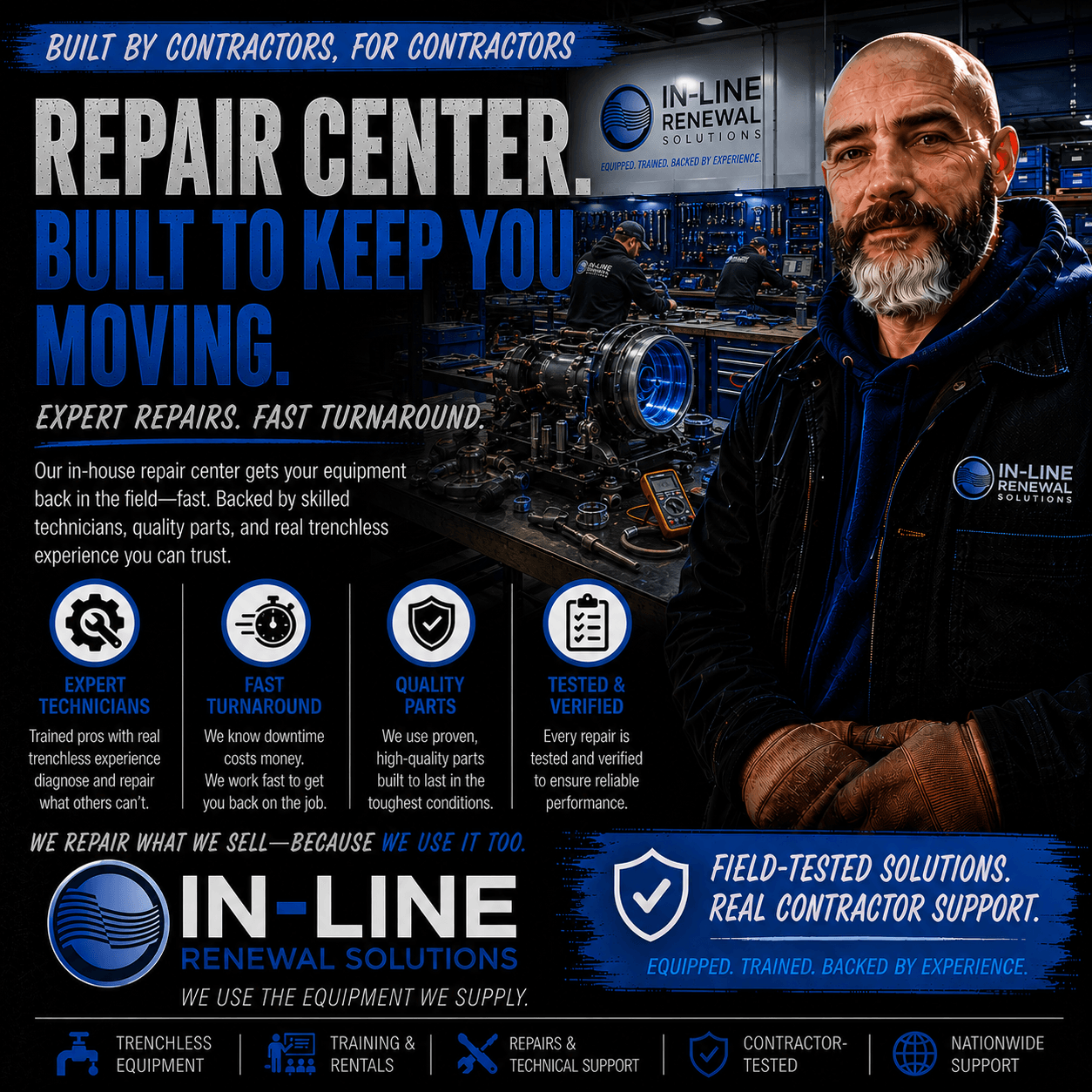 In-Line Renewal Solutions repair center and trenchless equipment support